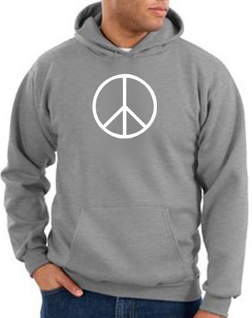 Peace Sign Hoodie Basic Peace White Print Hoodie Athletic Heather
