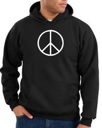 Peace Sign Hoodie Basic Peace White Print Hoodie Black