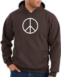 Peace Sign Hoodie Basic Peace White Print Hoodie Brown