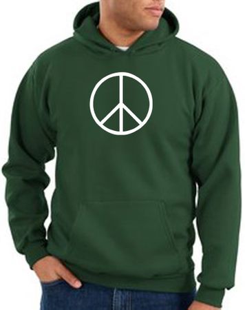 Peace Sign Hoodie Basic Peace White Print Hoodie Dark Green