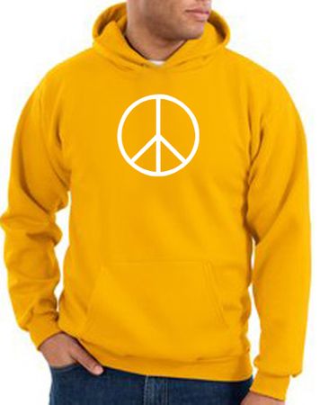 Peace Sign Hoodie Basic Peace White Print Hoodie Gold