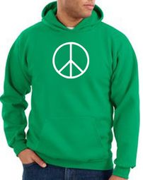 Peace Sign Hoodie Basic Peace White Print Hoodie Kelly Green