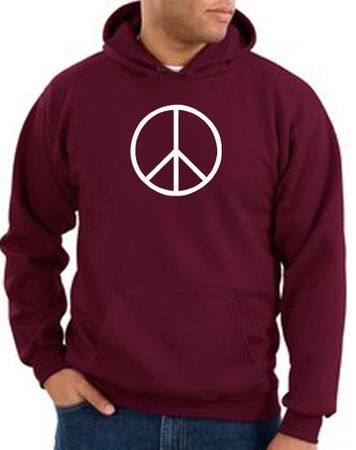 Peace Sign Hoodie Basic Peace White Print Hoodie Maroon