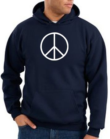 Peace Sign Hoodie Basic Peace White Print Hoodie Navy
