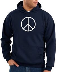 Peace Sign Hoodie Basic Peace White Print Hoodie Navy