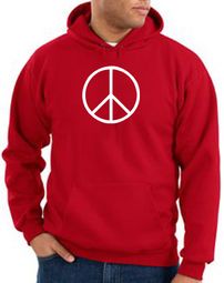 Peace Sign Hoodie Basic Peace White Print Hoodie Red