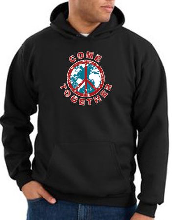 Peace Sign Hoodie Come Together Hoody Black