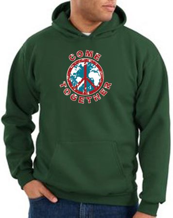 Peace Sign Hoodie Come Together Hoody Dark Green