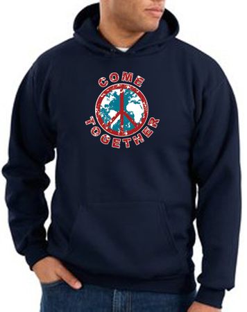 Peace Sign Hoodie Come Together Hoody Navy