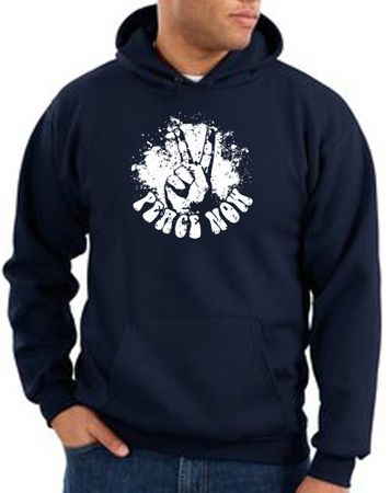 Peace Sign Hoodie Come Together Hoody Navy