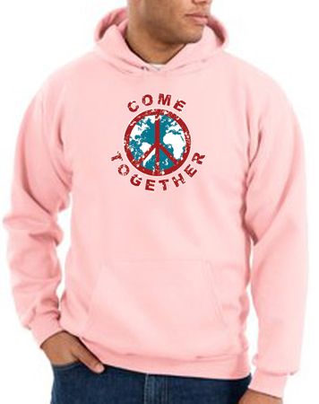 Peace Sign Hoodie Come Together Hoody Pink
