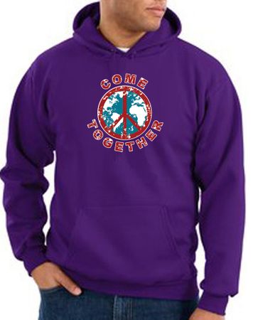 Peace Sign Hoodie Come Together Hoody Purple