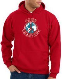 Peace Sign Hoodie Come Together Hoody Red