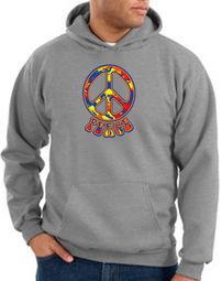 Peace Sign Hoodie Funky 70s Peace Hoody Athletic Heather