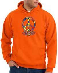 Peace Sign Hoodie Funky 70s Peace Hoody Orange