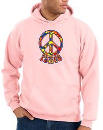 Peace Sign Hoodie Funky 70s Peace Hoody Pink
