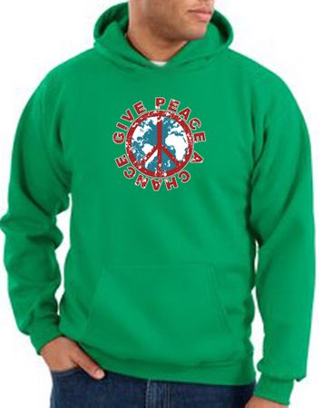 Peace Sign Hoodie Give Peace A Chance Hoody Kelly Green
