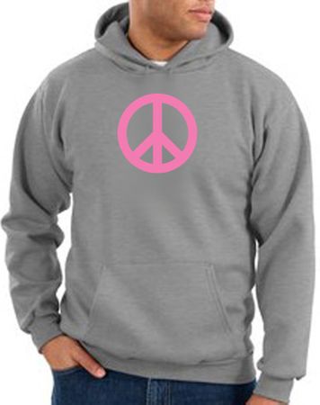 Peace Sign Hoodie Pink Peace Hoody Athletic Heather