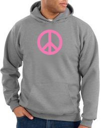 Peace Sign Hoodie Pink Peace Hoody Athletic Heather