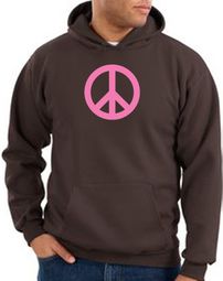 Peace Sign Hoodie Pink Peace Hoody Brown