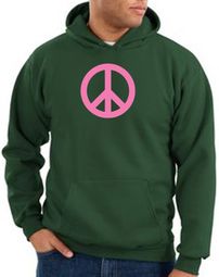 Peace Sign Hoodie Pink Peace Hoody Dark Green