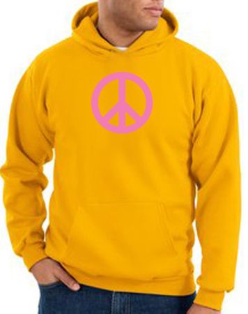 Peace Sign Hoodie Pink Peace Hoody Gold
