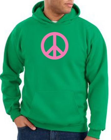 Peace Sign Hoodie Pink Peace Hoody Kelly Green