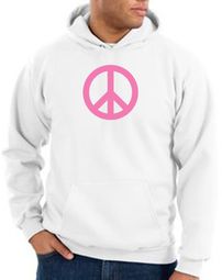 Peace Sign Hoodie Pink Peace Hoody White
