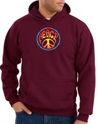 Peace Sign Hoodie Psychedelic Peace Hoody Maroon