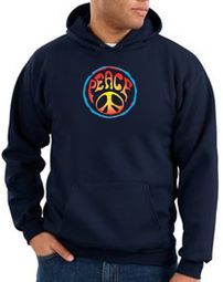 Peace Sign Hoodie Psychedelic Peace Hoody Navy