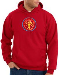 Peace Sign Hoodie Psychedelic Peace Hoody Red