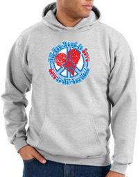 Peace Sign Hoodie Sweatshirt - All You Need Is Love Adult Hoody - Ash
