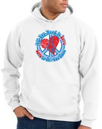 Peace Sign Hoodie Sweatshirt All You Need Is Love Adult Hoody White