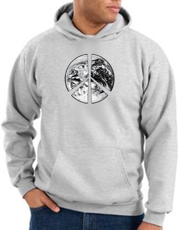 Peace Sign Hoodie Sweatshirt Earth Satellite Image Symbol Ash Hoody