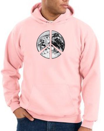Peace Sign Hoodie Sweatshirt Earth Satellite Image Symbol Pink Hoody