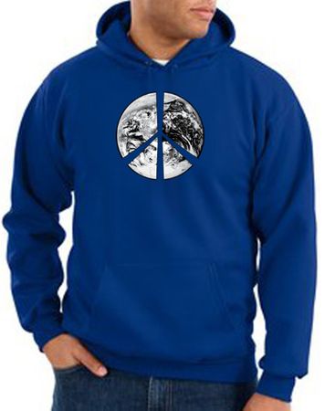 Peace Sign Hoodie Sweatshirt Earth Satellite Image Symbol Royal Hoody