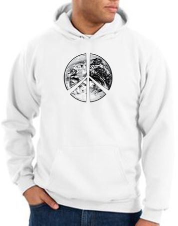 Peace Sign Hoodie Sweatshirt Earth Satellite Image Symbol White Hoody
