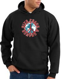Peace Sign Hoodie Sweatshirt - Give Peace A Chance Adult Hoody - Black Peace Sign Hoodie Sweatshirt - Give Peace A Chance Adult Hoody - Black