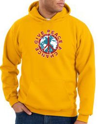 Peace Sign Hoodie Sweatshirt - Give Peace A Chance Adult Hoody - Gold Peace Sign Hoodie Sweatshirt - Give Peace A Chance Adult Hoody - Gold