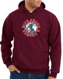 Peace Sign Hoodie Sweatshirt Give Peace A Chance Adult Hoody Maroon Peace Sign Hoodie Sweatshirt Give Peace A Chance Adult Hoody Maroon