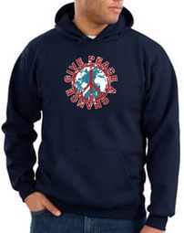 Peace Sign Hoodie Sweatshirt - Give Peace A Chance Adult Hoody - Navy Peace Sign Hoodie Sweatshirt - Give Peace A Chance Adult Hoody - Navy