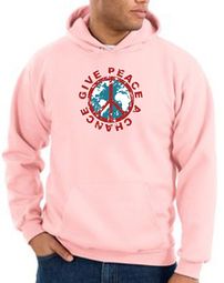 Peace Sign Hoodie Sweatshirt - Give Peace A Chance Adult Hoody - Pink Peace Sign Hoodie Sweatshirt - Give Peace A Chance Adult Hoody - Pink