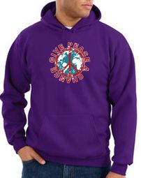Peace Sign Hoodie Sweatshirt Give Peace A Chance Adult Hoody Purple Peace Sign Hoodie Sweatshirt Give Peace A Chance Adult Hoody Purple