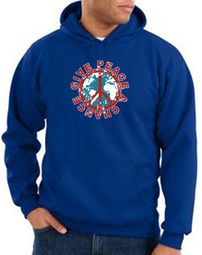 Peace Sign Hoodie Sweatshirt - Give Peace A Chance Adult Hoody - Royal Peace Sign Hoodie Sweatshirt - Give Peace A Chance Adult Hoody - Royal