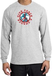 Peace Sign Long Sleeve T-shirt - Give Peace A Chance World Ash Shirt