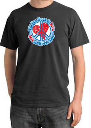 Peace Sign Pigment Dyed T-shirt - All You Need Is Love - Dark Smoke
