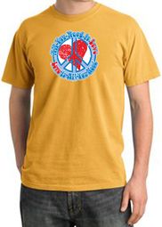 Peace Sign Pigment Dyed T-shirt - All You Need Is Love - Mustard Peace Sign Pigment Dyed T-shirt - All You Need Is Love - Mustard
