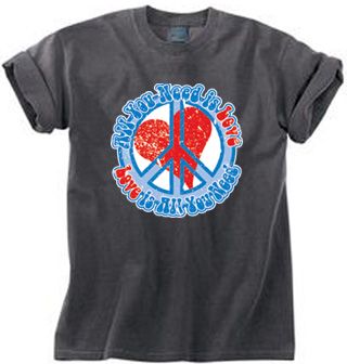 Peace Sign Pigment Dyed T-shirt - All You Need Is Love Peace Tee
