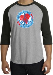 Peace Sign Shirt All You Need Is Love Raglan Tee Heather Grey/Black