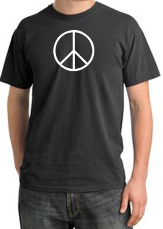 Peace Sign Shirt Basic Peace White Print Pigment Dyed Tee Dark Smoke